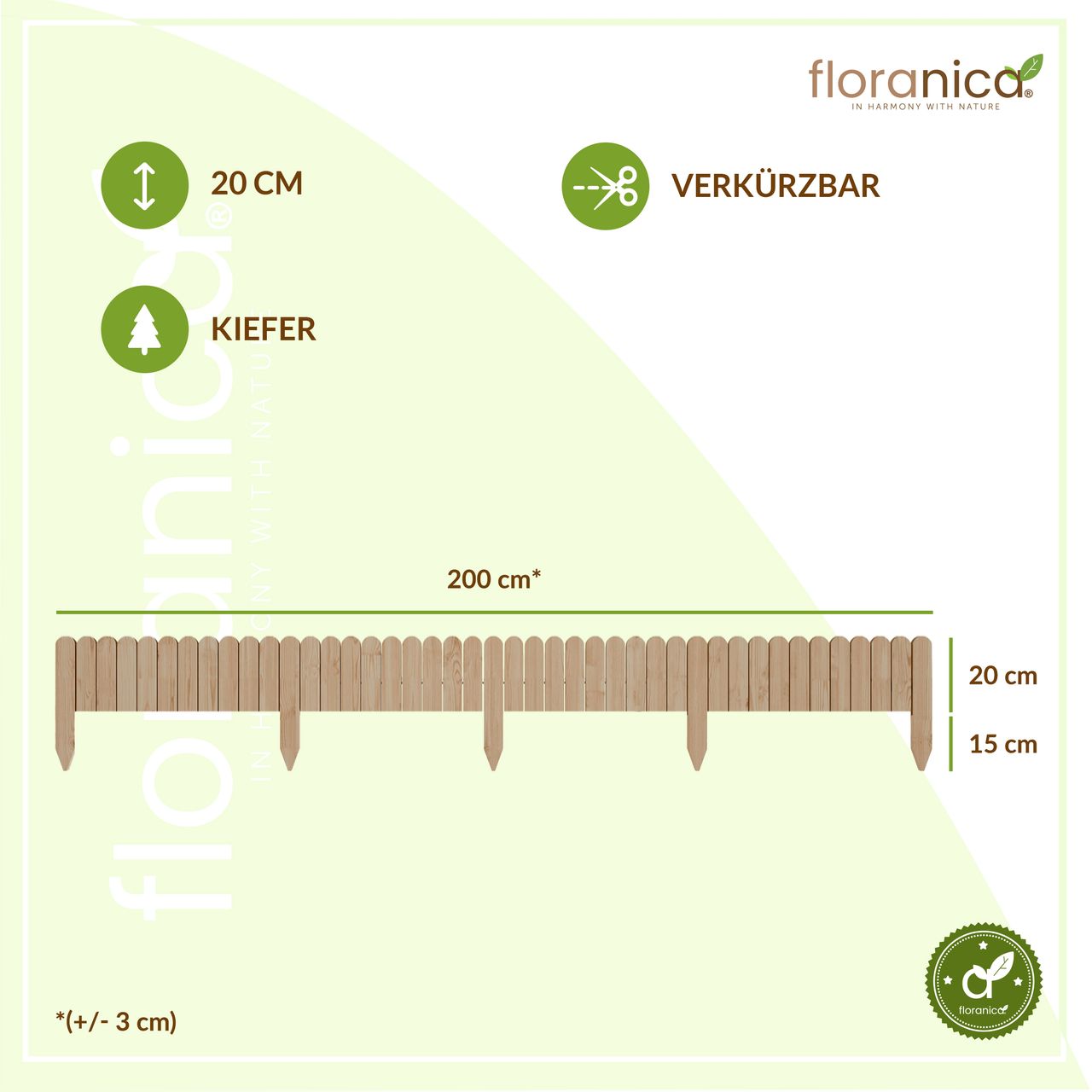 Pemicont Rollborder Flexibler Holzzaun Rolborder Beeteinfassung Rasenkante Gartenzaun