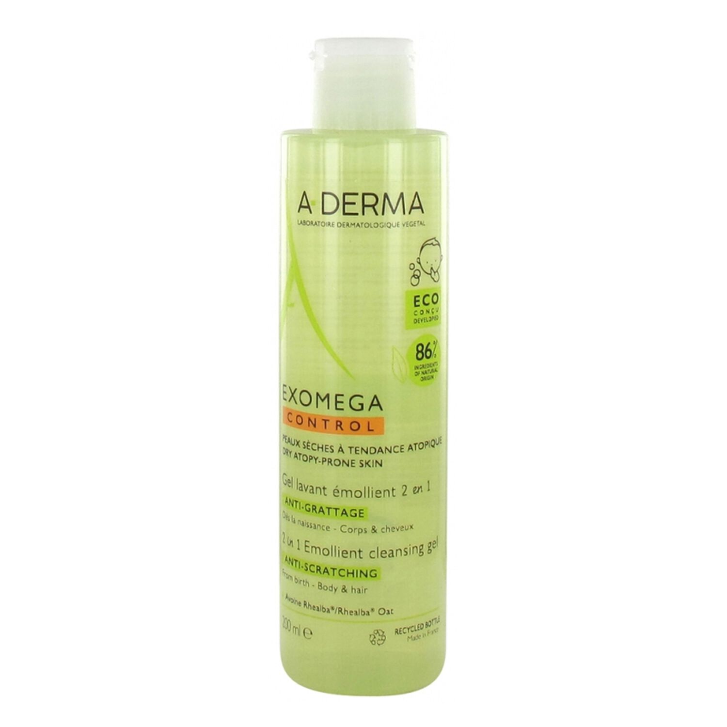 a-derma Exomega Control Gel Lavant Emollient 2en1 Anti-Grattage 200 ml