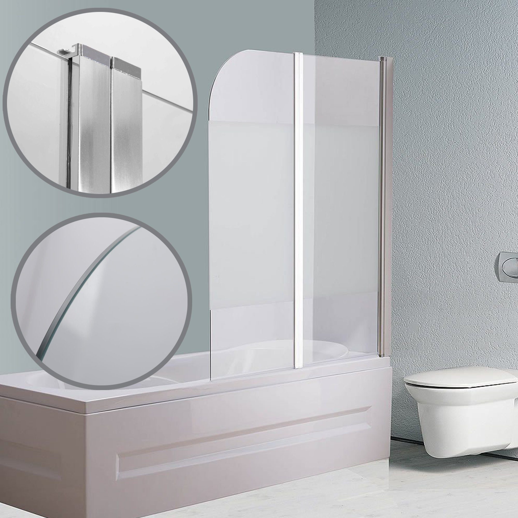 Melko Badewannenaufsatz Duschabtrennung Duschwand Badewannenaufsatz Duschkabine Glas ESG Duschtrennwand Seitenwand Dusche Badewanne Faltwand Nano Glaswand Wand, (Stück), ESG Sicherheitsglas