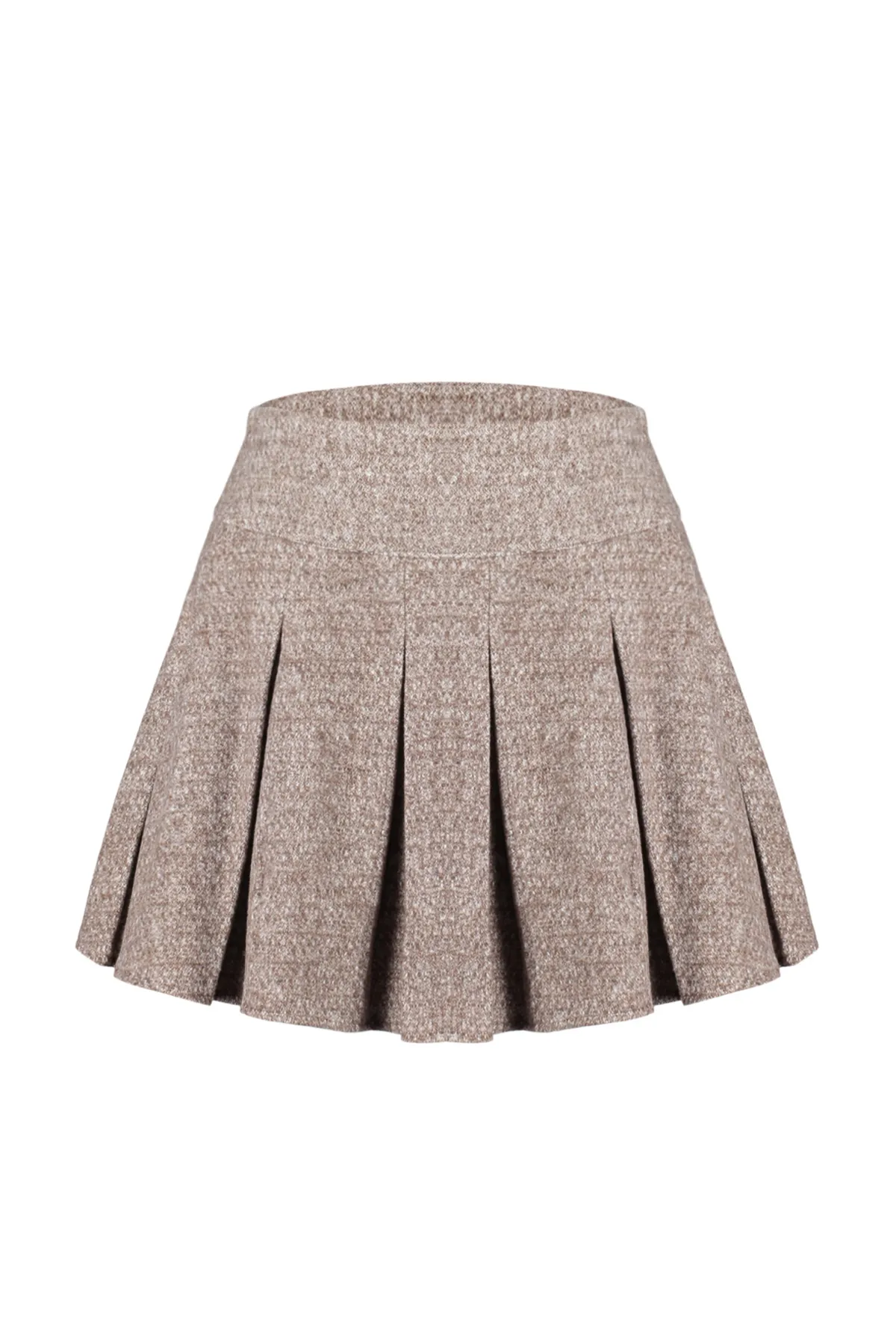 Trendyol Collection  Brauner Mini-Webrock mit Falten in Premiumqualität TWOAW24ET00259