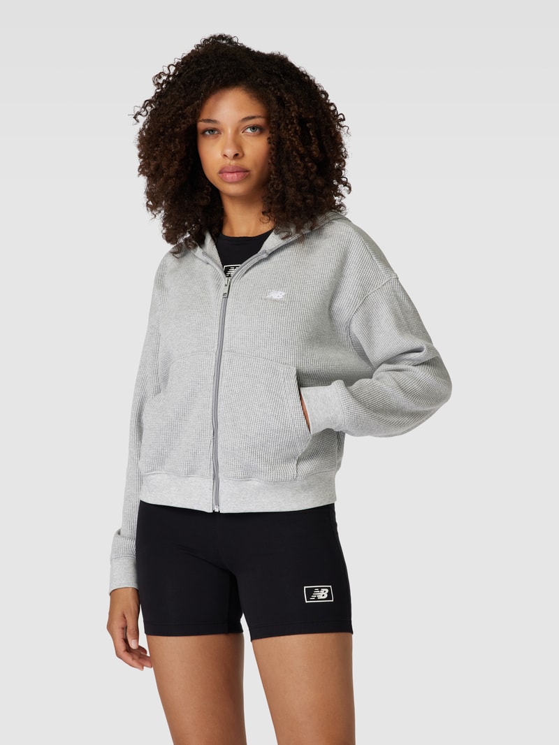 Sweatjacke mit Strukturmuster in hellgrau meliert