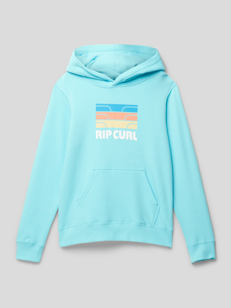 Hoodie mit Logo-Print Modell 'MAMMA' in aqua blau