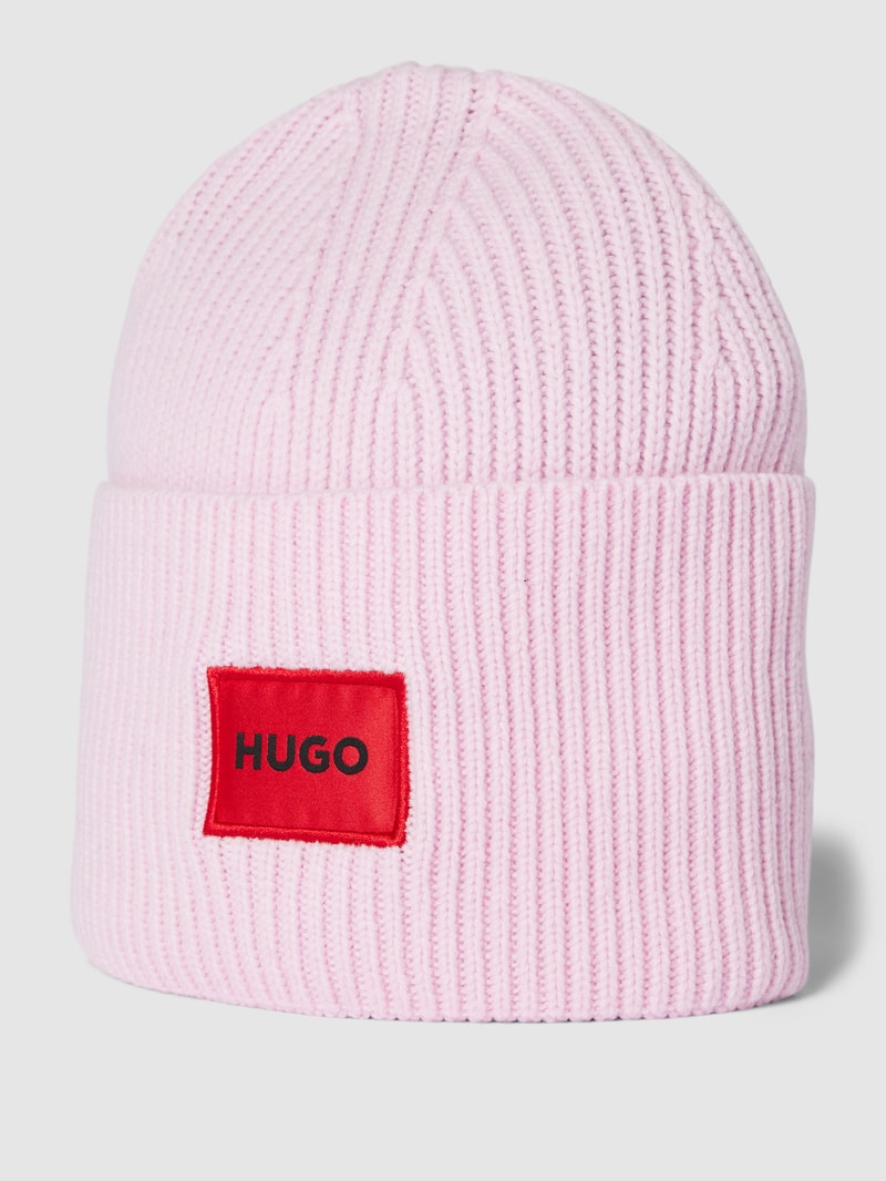 Beanie mit Label-Detail Modell 'Saffa' in rosé
