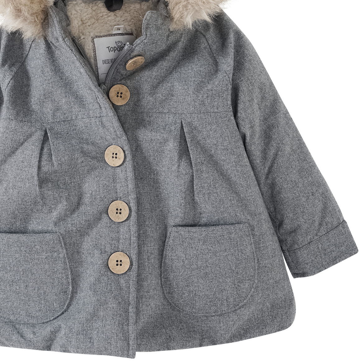 Baby Wintermantel mit Fellimitat
