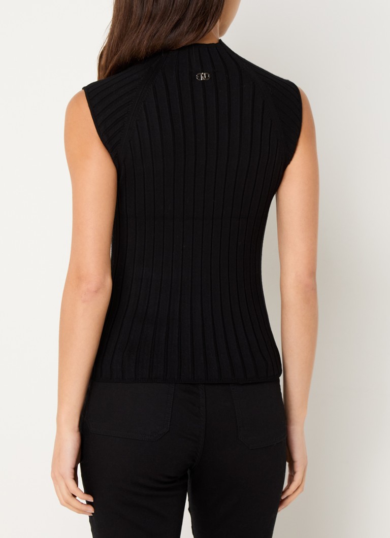 Blusa Liu Jo em malha canelada com detalhes vazados