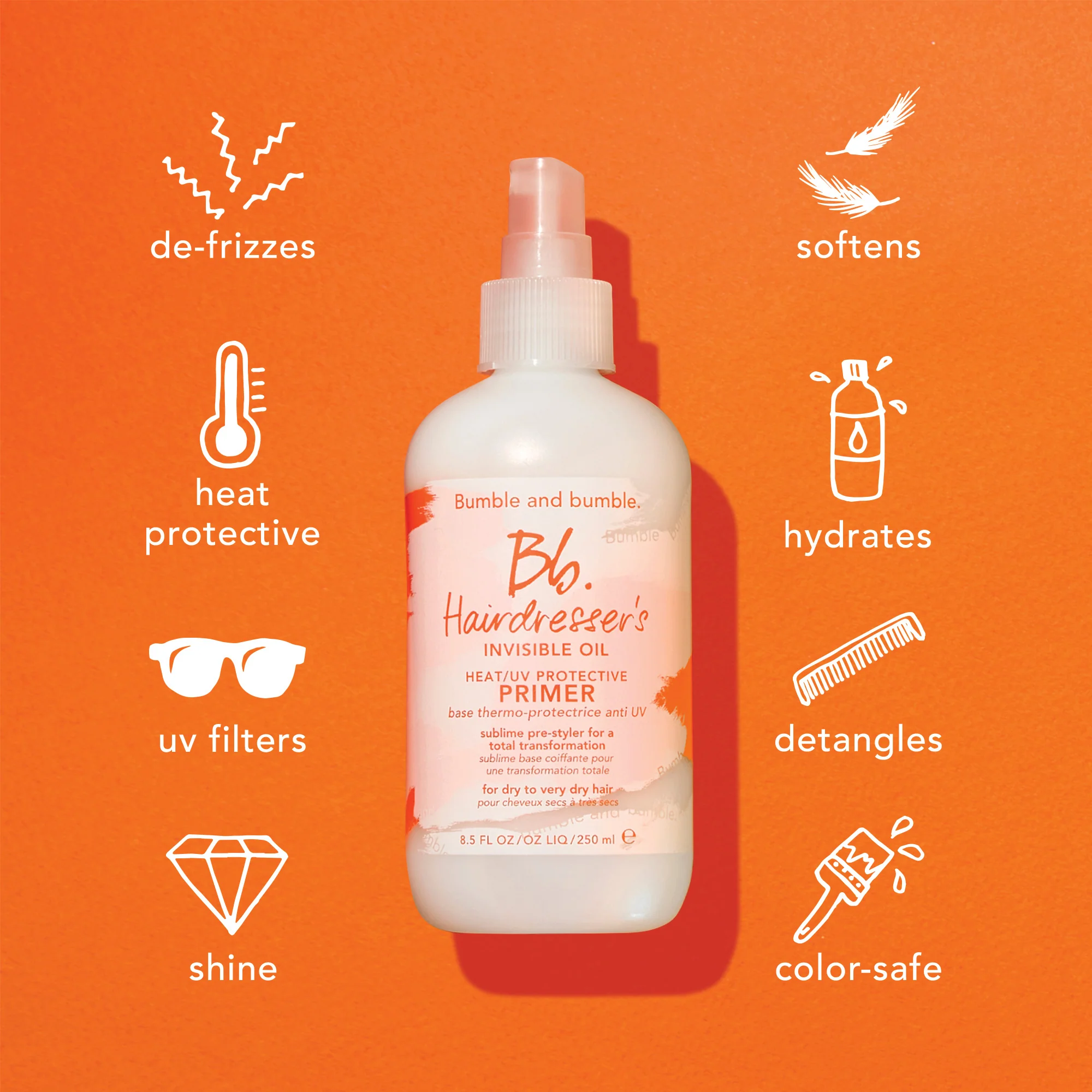 Hairdresser's Invisible Oil Heat/UV Protective Primer - Hiustenmuotoilu- ja viimeistelysuihke, Lämpösuojasuihke