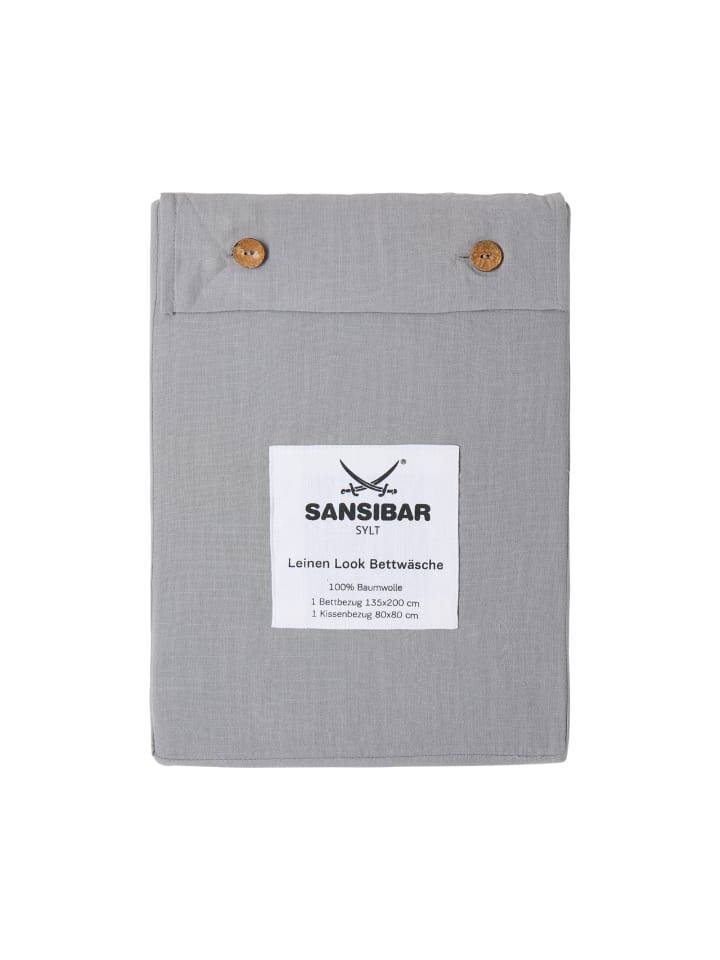 Sansibar Bettwäsche Leinen Look in Grau günstig kaufen