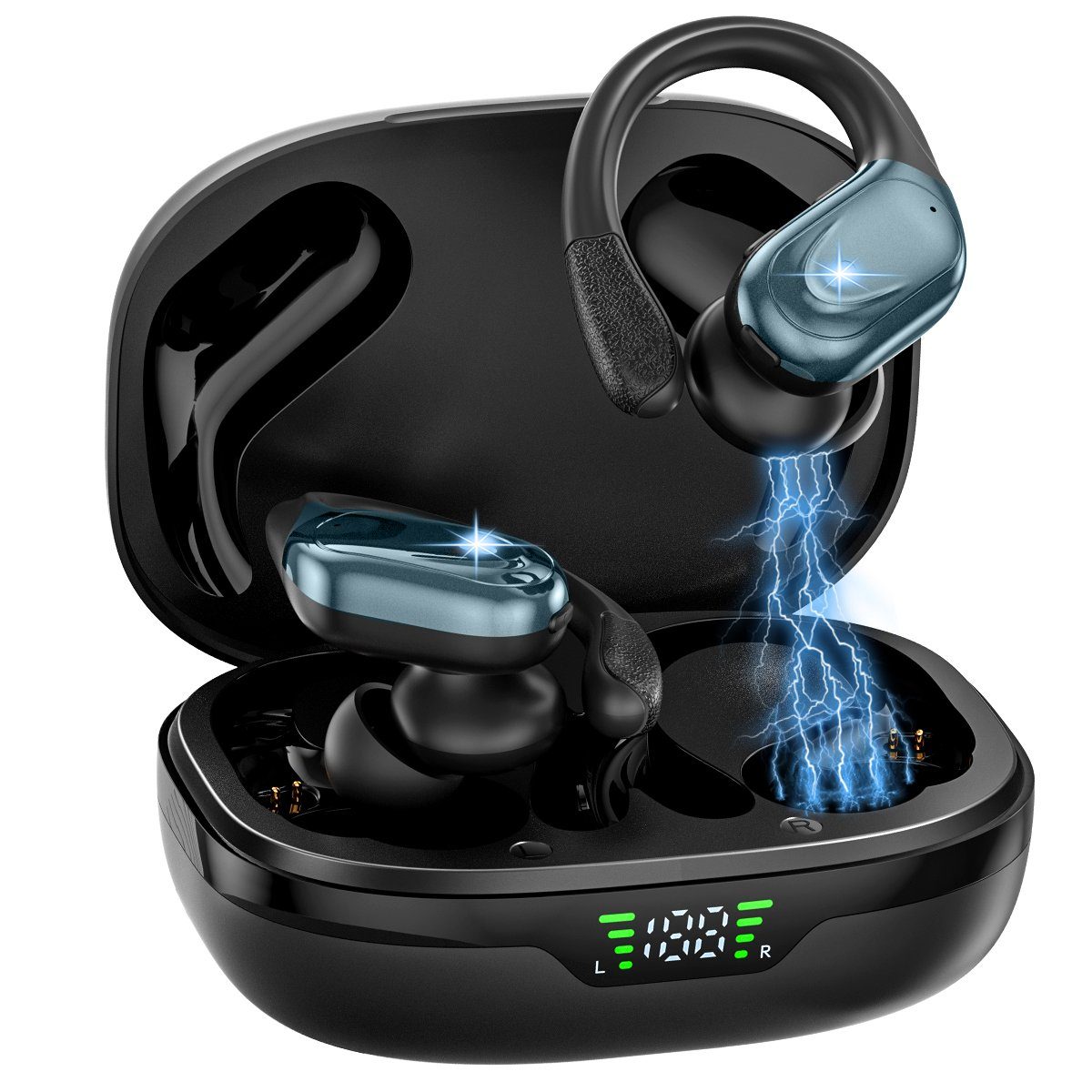 HYIEAR Bluetooth-Kopfhörer 5.3, Sportkopfhörer, Geräuschunterdrückung, IPX5. In-Ear-Kopfhörer (Bluetooth, Stereo USB-C)