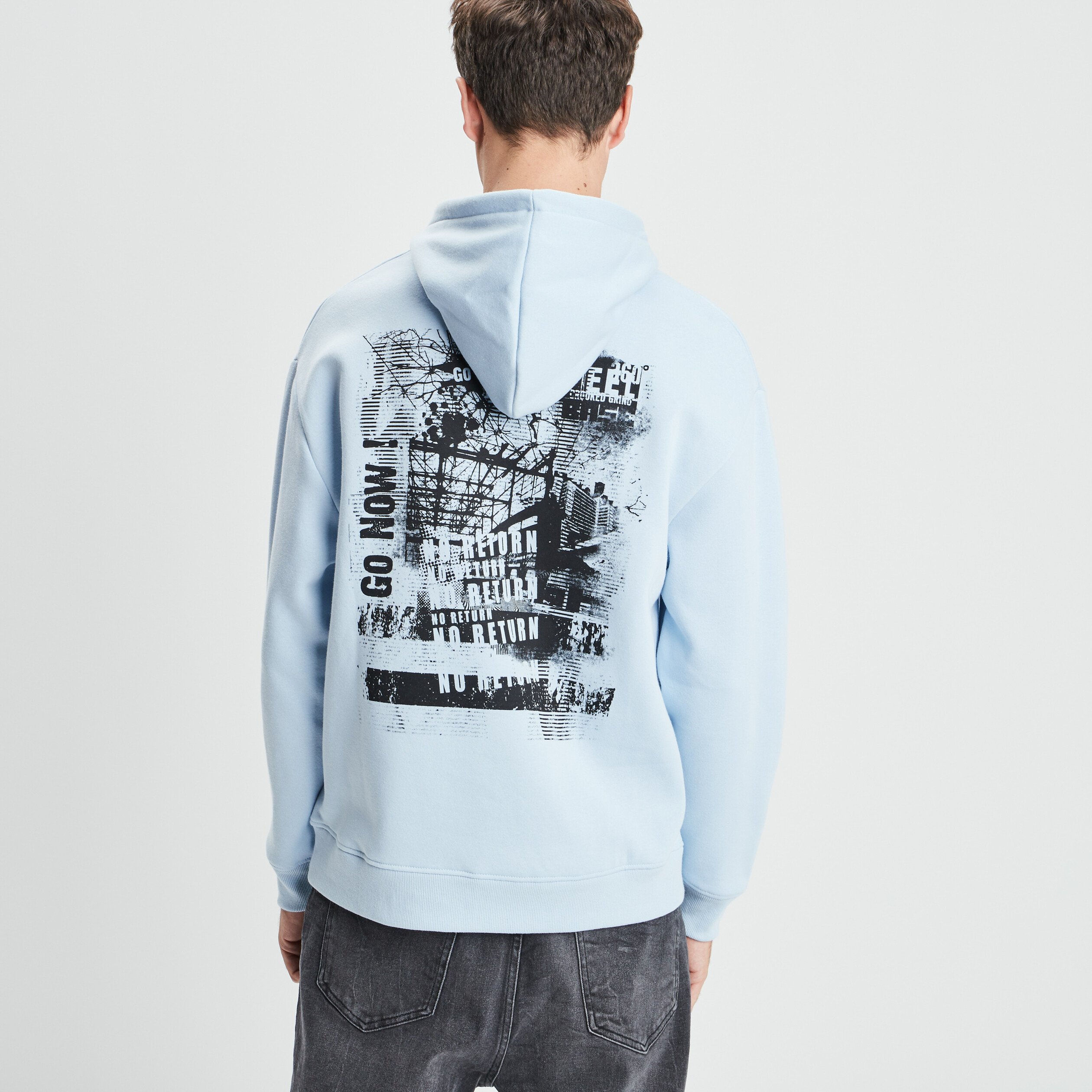 Gilet à capuche hoodie bleu ciel homme | La Halle