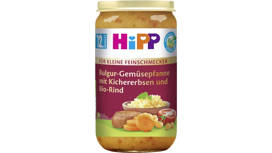 HiPP Bio Für kleine Feinschmecker Menüs Bulgur-Gemüsepfanne mit Kichererbsen und Bio-Rind 250 g