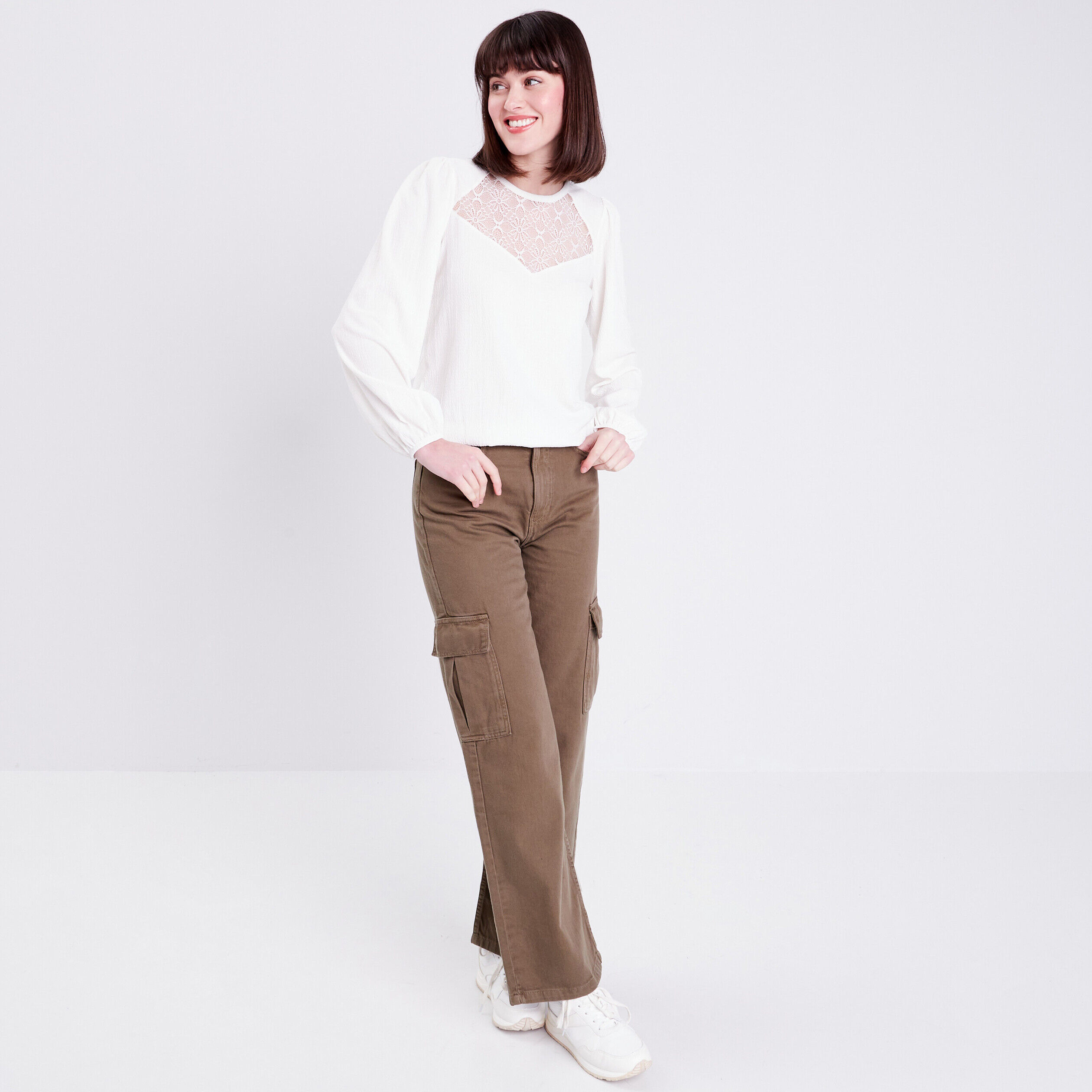 Blouse manches longues ecru femme | Cache Cache