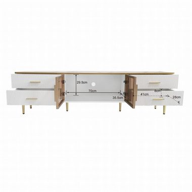 Merax Wohnwand, (2-St., Couchtisch und Lowboard mit LED-Beleuchtung), Wohnmöbel Set mit Glastüren und Schubladen, Wohnzimmerset