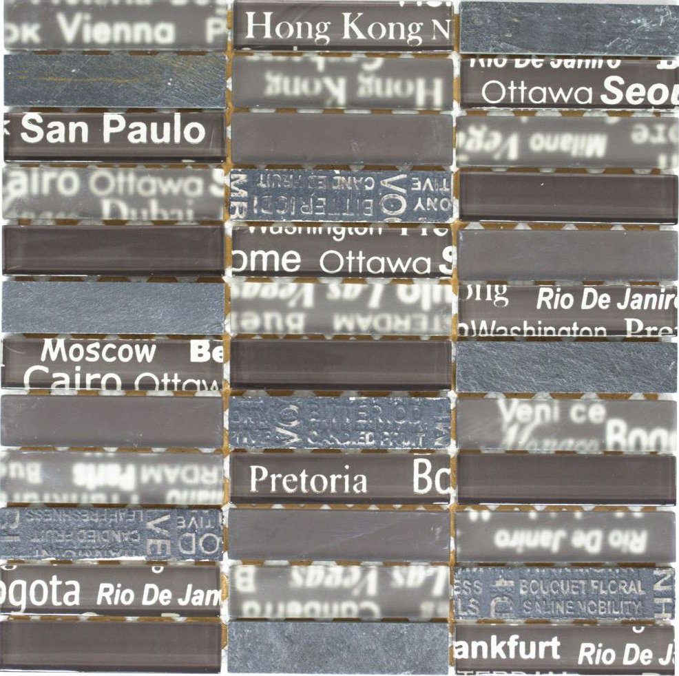 Mosani Mosaikfliesen Glasmosaik Naturstein Mosaik braun matt / 10 Matten