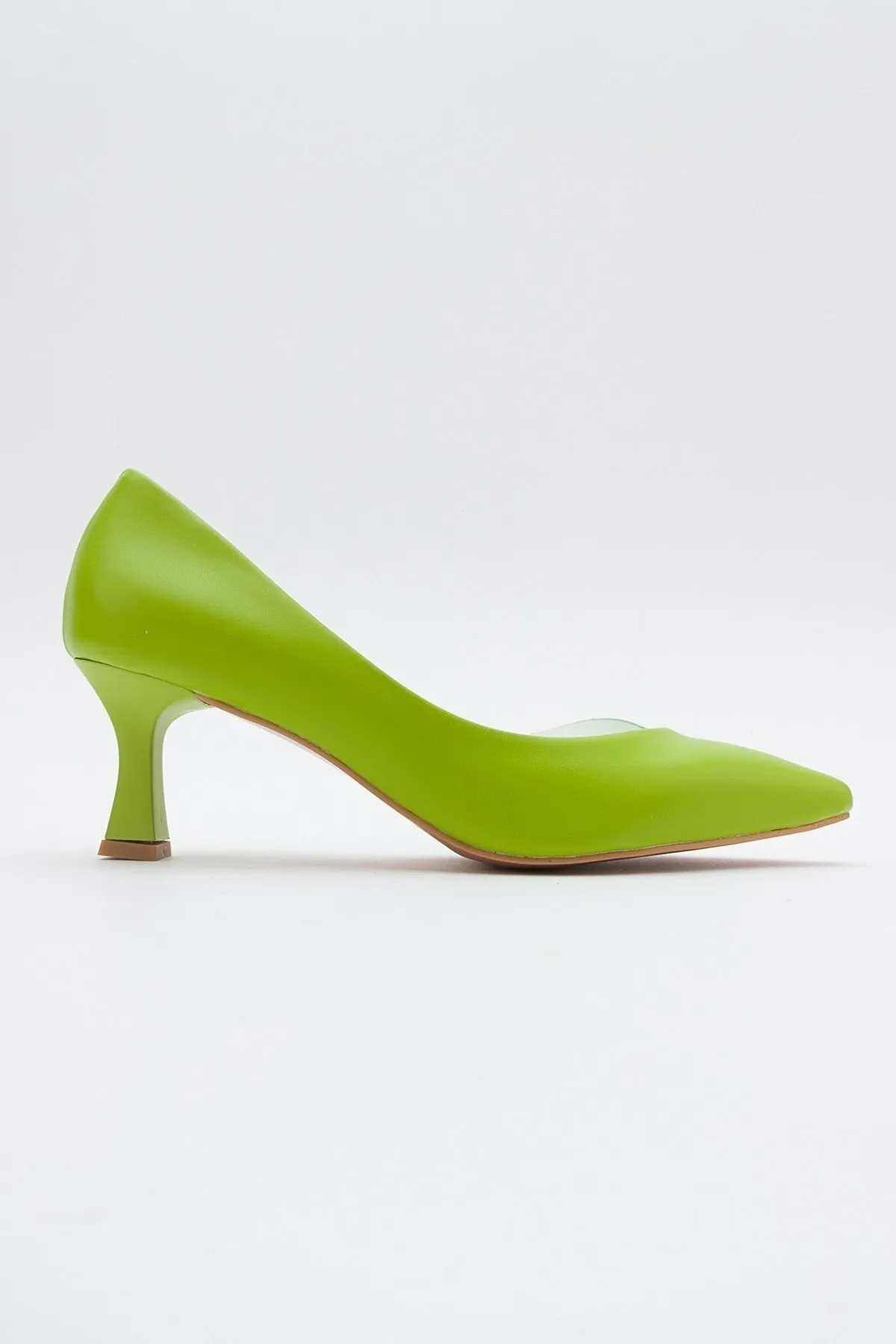 LuviShoes  353 Damenschuhe mit hellgrüner Haut und Absatz