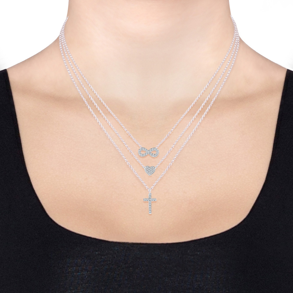 Elli Elli Collier Femme Pendentif en Forme de Croix à l'Infini avec des Cristaux  en A collier