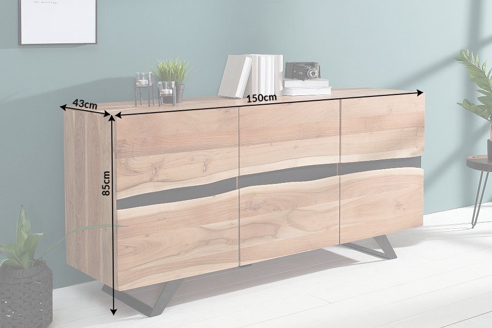 riess-ambiente Sideboard AMAZONAS 150cm natur, Massivholz · Anrichte · Baumkante · Akazie · Kommode · Wohnzimmer