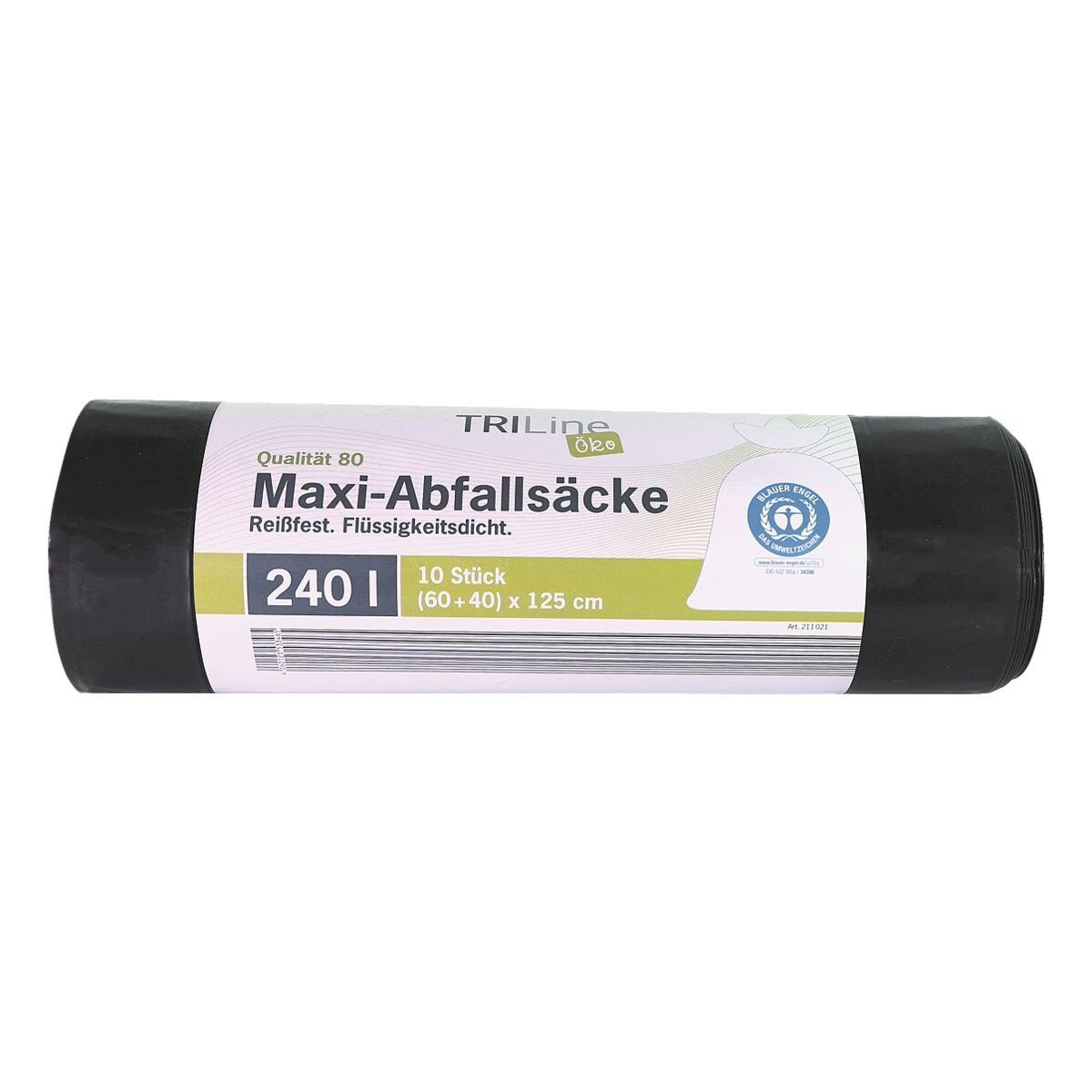 SECOLAN Müllbeutel, 10 Stück/Rolle, Schwerlast-Müllsäcke 240 Liter, schwarz, 60 µm