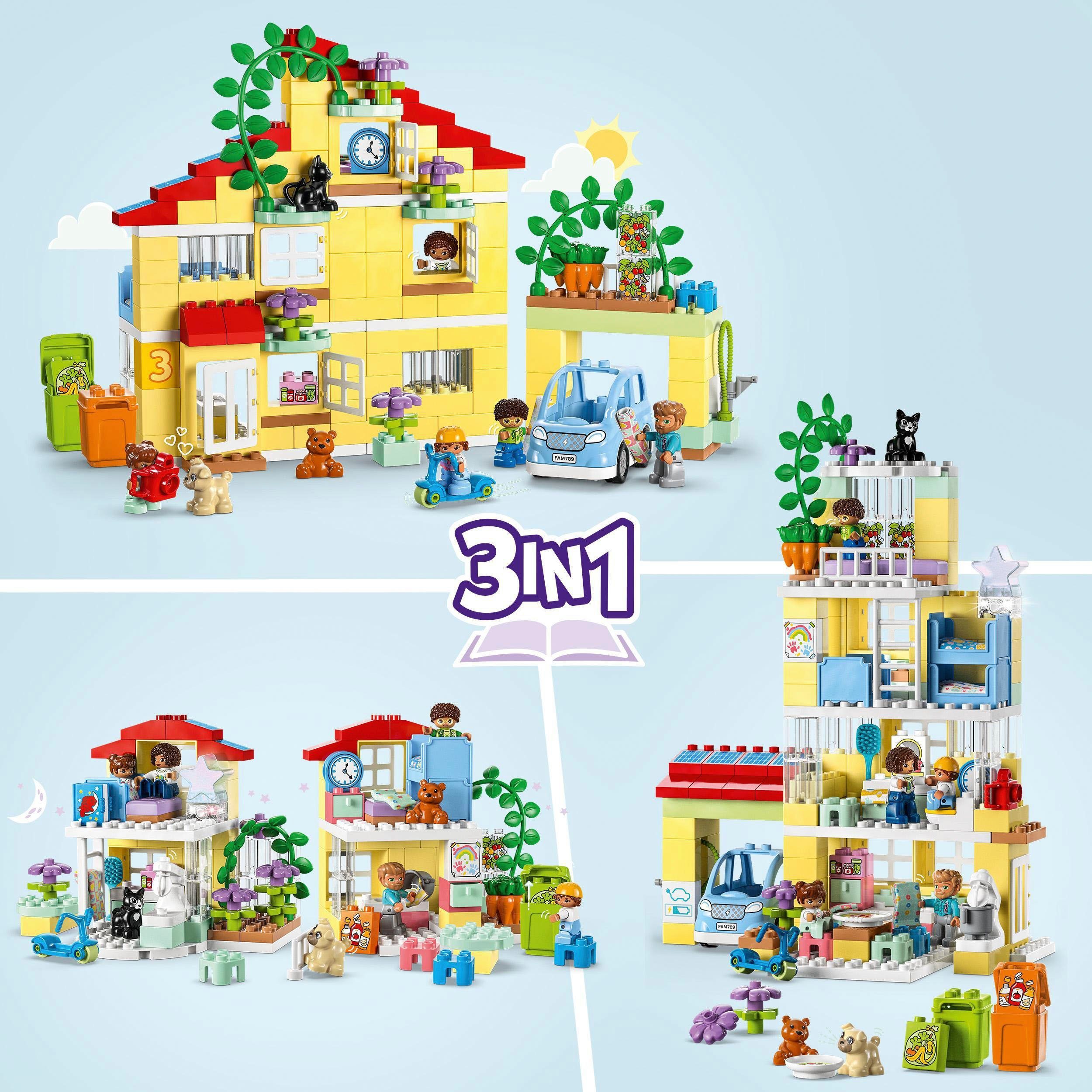 LEGO® Konstruktionsspielsteine 3-in-1-Familienhaus (10994), LEGO® DUPLO, (218 St), Made in Europe