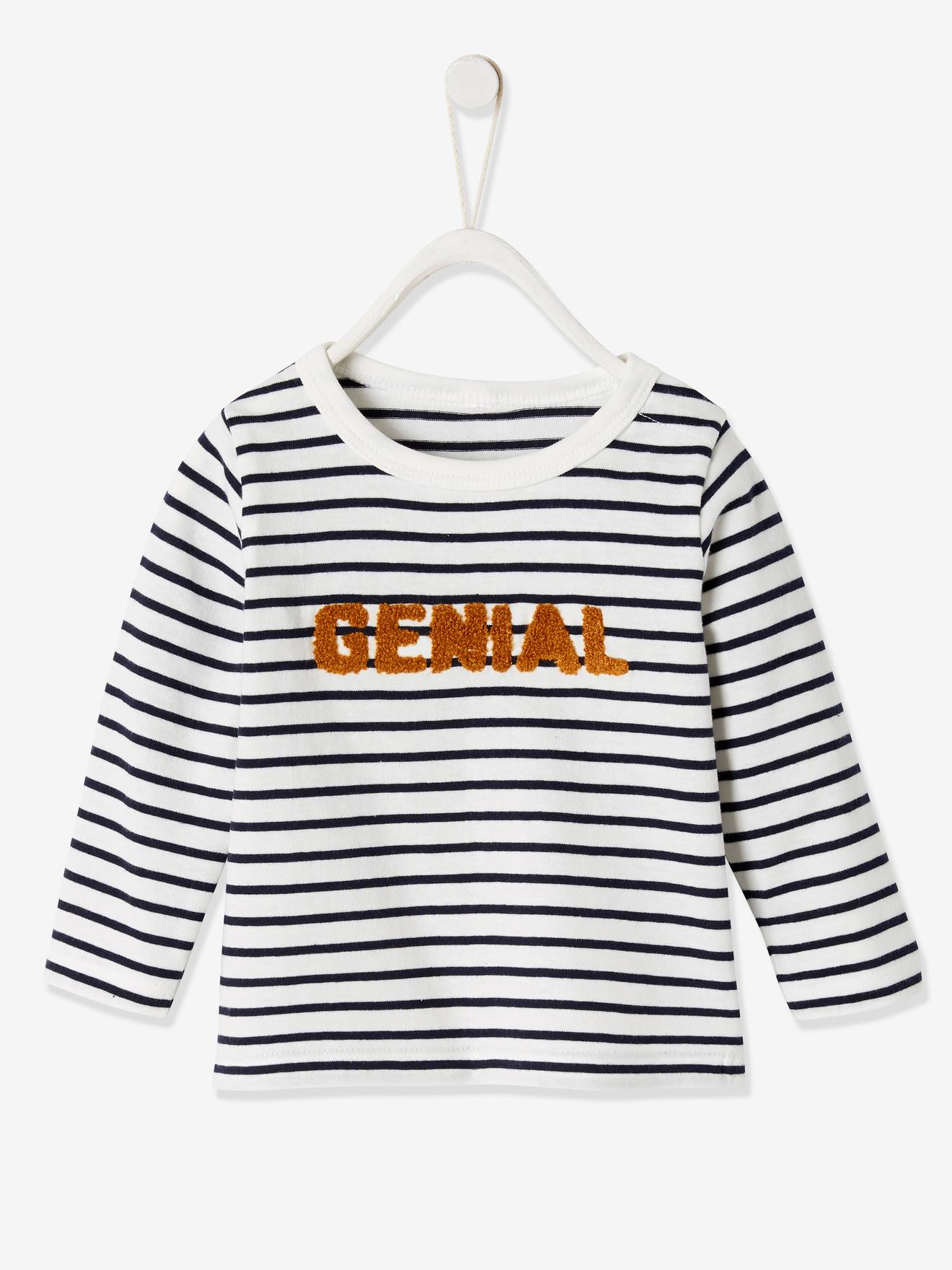 T-shirt bébé garçon message encre rayé