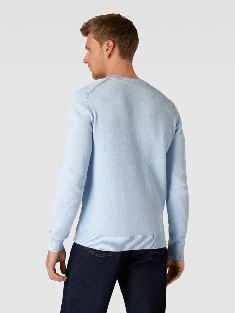 Strickpullover mit Label-Stitching in hellblau
