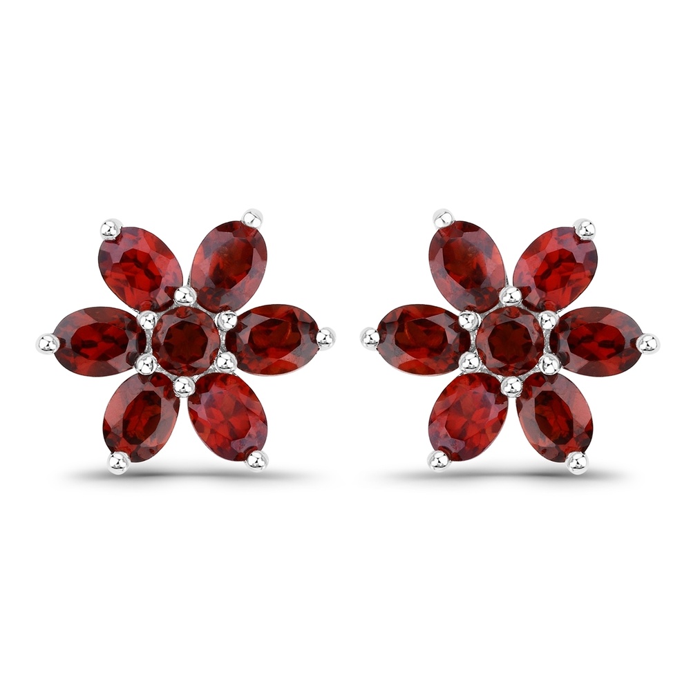 Rafaela Donata Boucles doreilles Fleur Argent sterling Grenat en Argent Bijoux