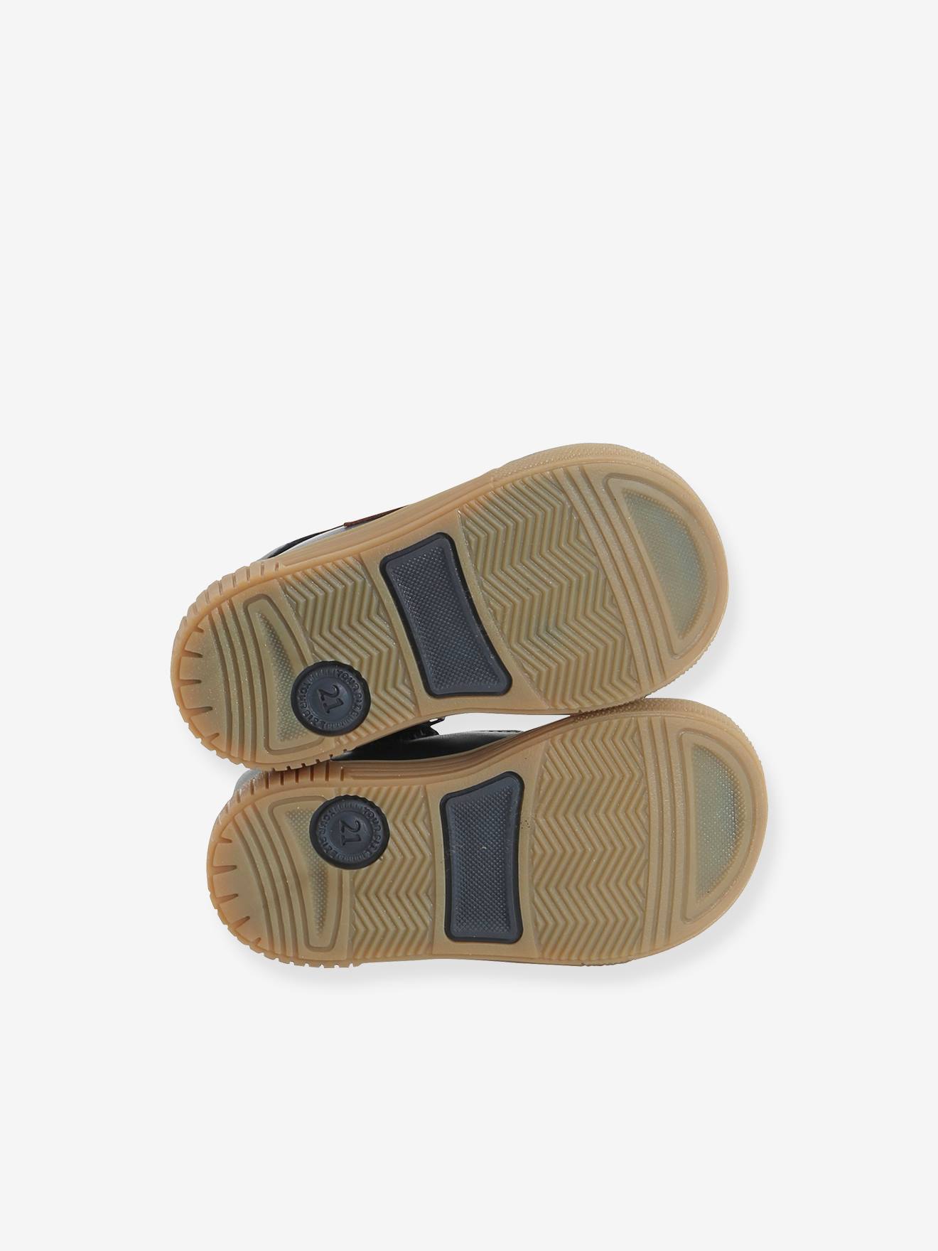 Bottines cuir bébé garçon lacets + glissière marine