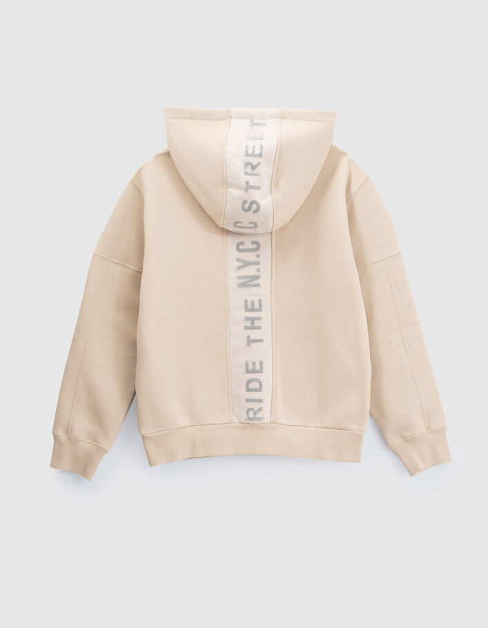 Sweat beige nylon quadrillé dos garçon