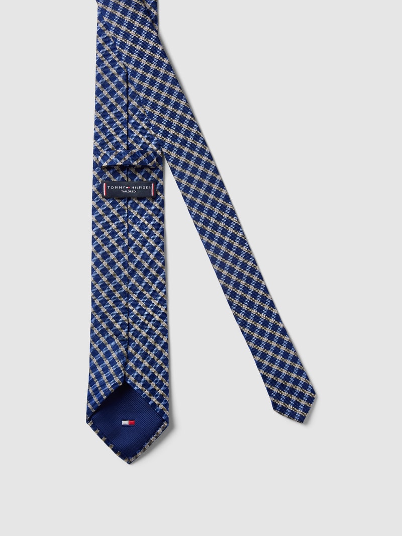Seidenkrawatte mit Allover-Muster Modell 'WOVEN GINGHAM' in marineblau