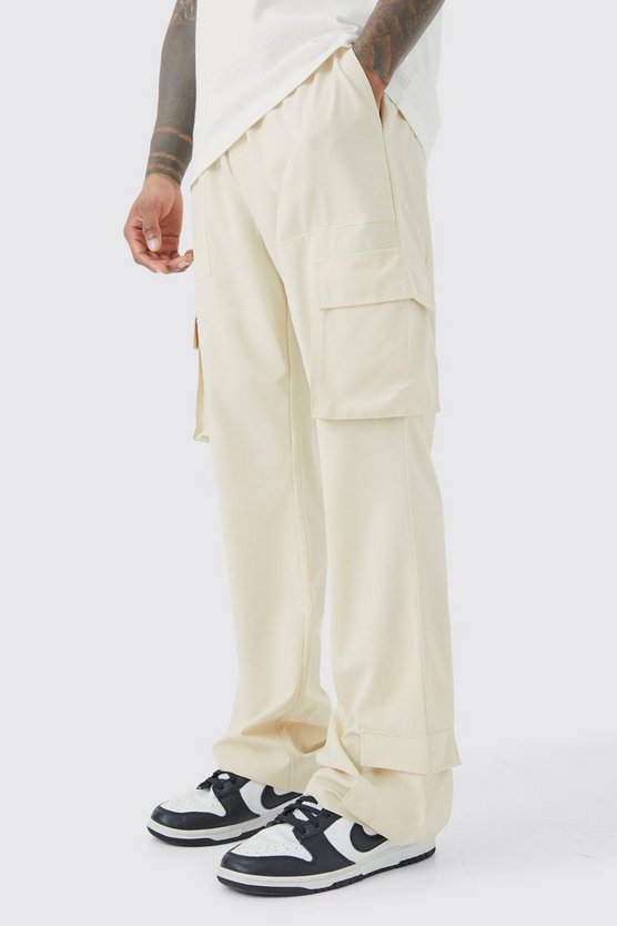 Slim-Fit Stretch Cargo-Hose mit Kontrast-Naht