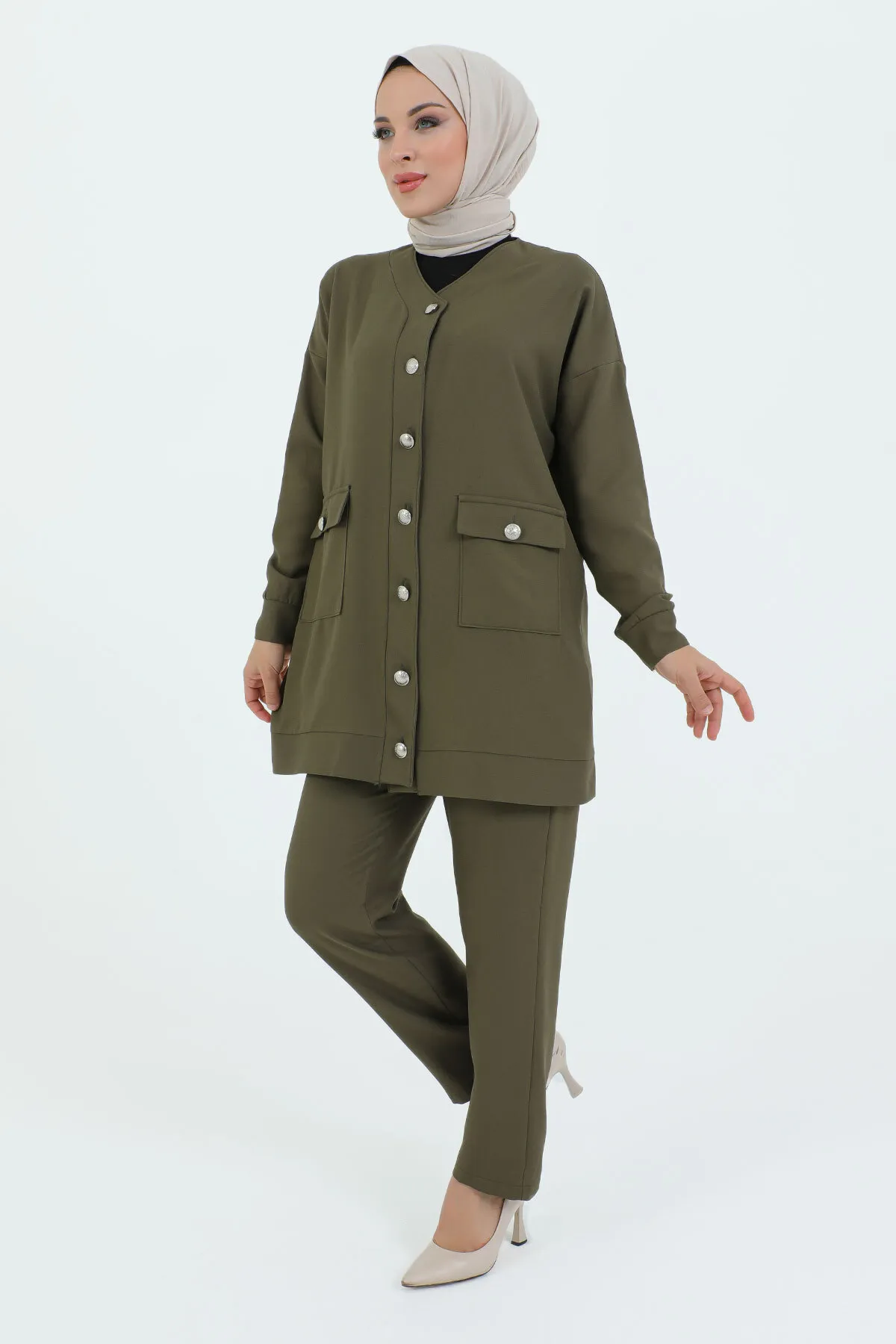 Tesettür Dünyası  Zweiteiler - Khaki - Regular Fit