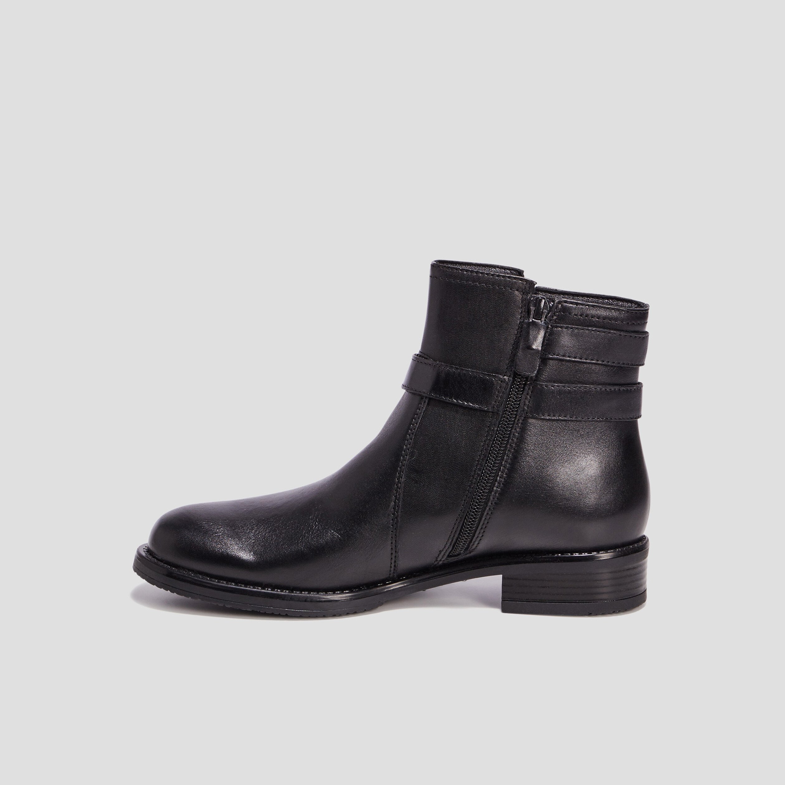 Bottines avec boucles en cuir noir femme | La Halle