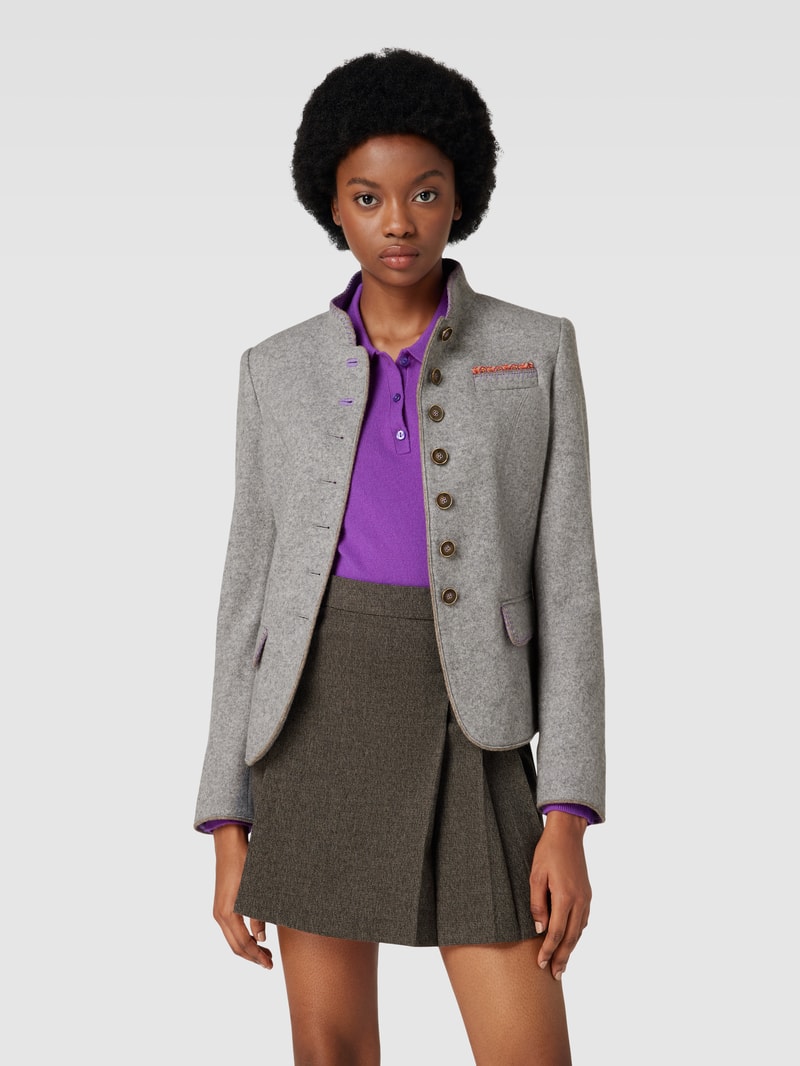 Blazer mit Kontrastbesatz in silber