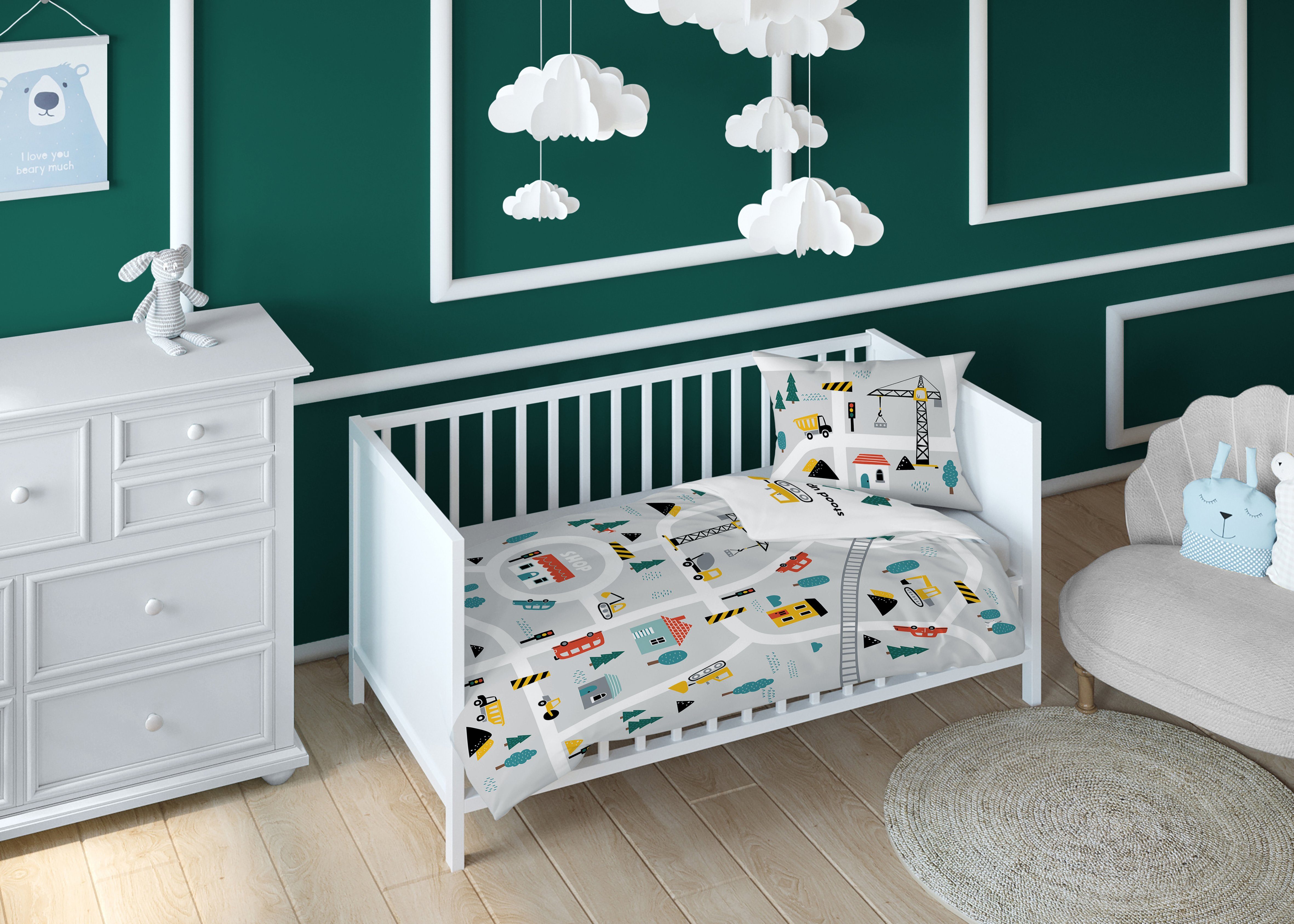 Babybettwäsche Baby Bettwäsche Set 100x135 Bettbezug Babybett Bettwäsche 100x135, Carpe Sonno, Baumwolle, 2 teilig, Babybettwäsche 100x 135 Neugeborene - WILD FRIENDS