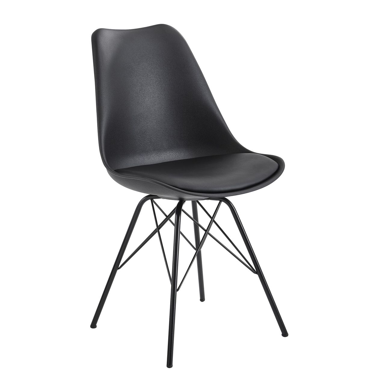 Wohnling 2er Set Esszimmerstuhl 86 x 58 x 48 cm Schwarz
