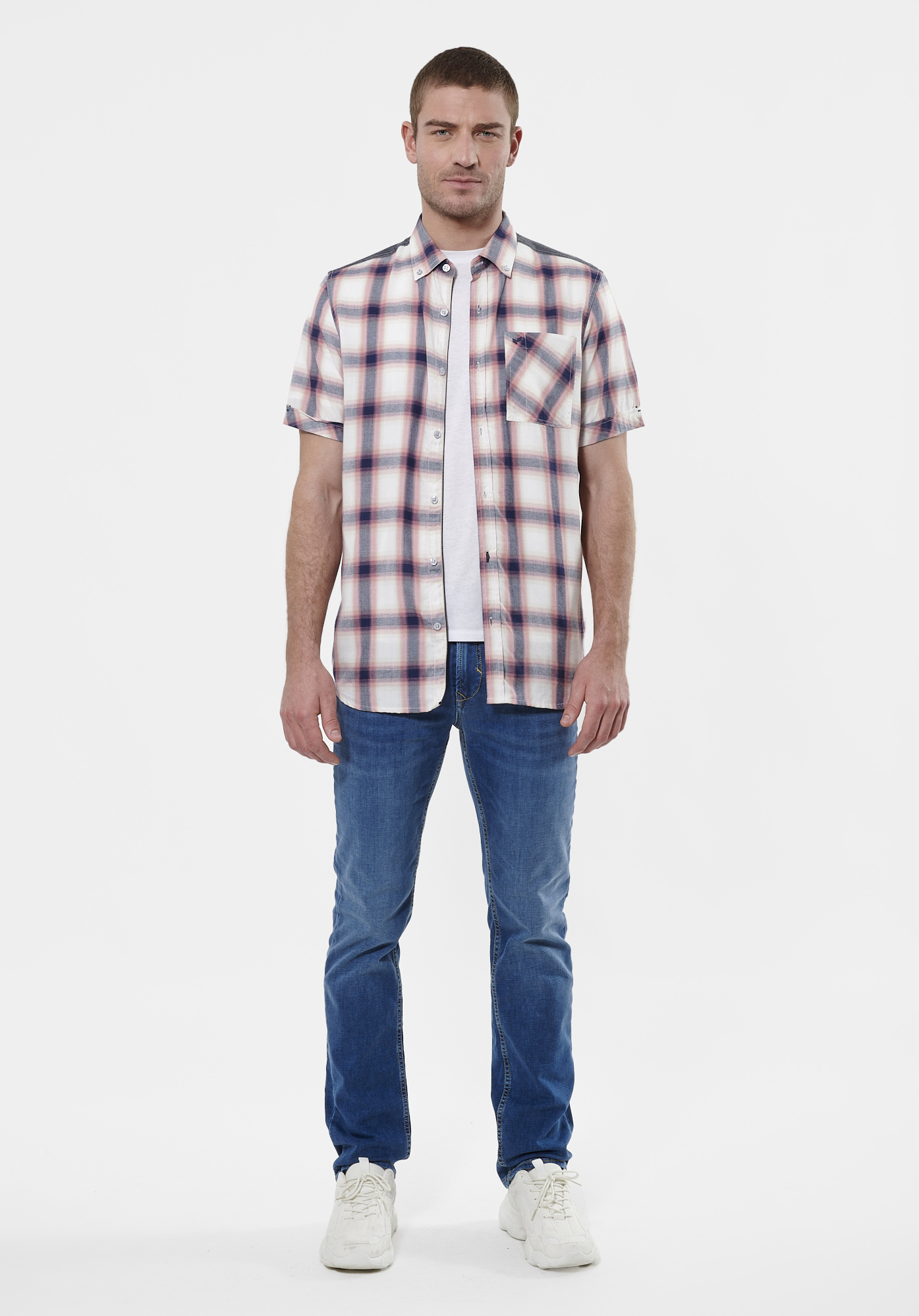 MOBY   Chemise rose à carreaux Homme