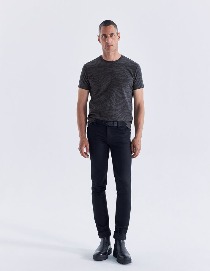 T-shirt gris jacquard motif zébré Homme
