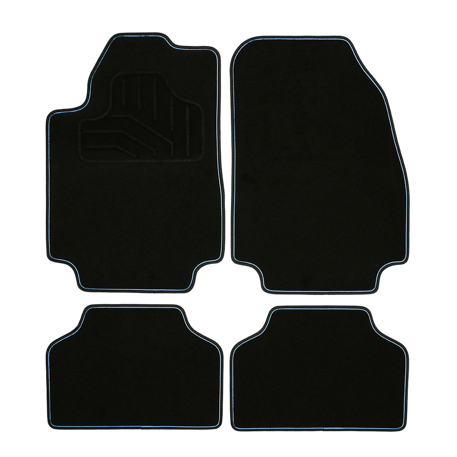Norauto Universal Autoteppich Colour im 4-teiligen Komplettset, Auto Textil Fußmatten, schwarz/blau - ATU
