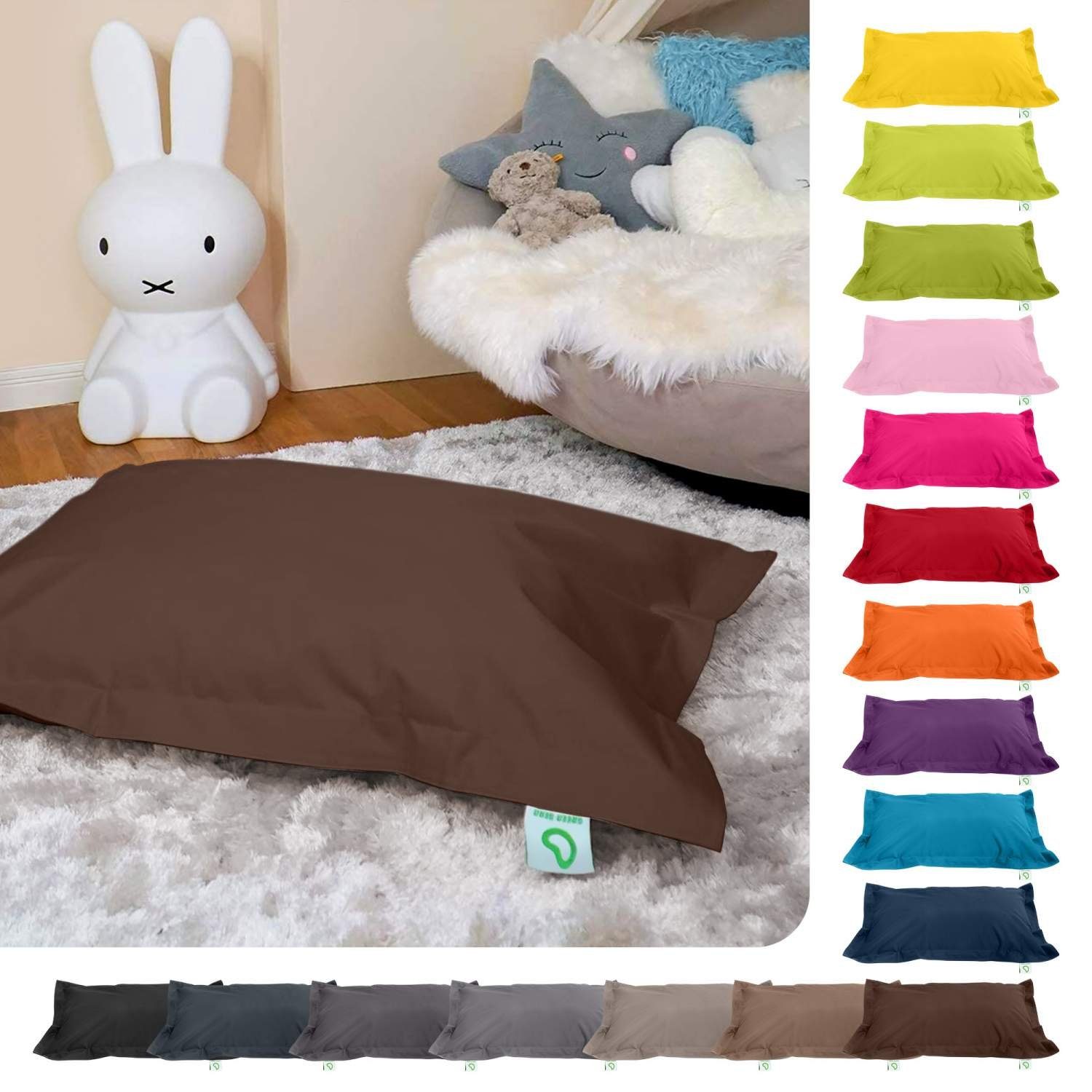 Green Bean Sitzsack BeBi (Kinder-Sitzsack 70x100cm & 70 Liter EPS-Perlen Füllung, - Indoor & Outdoor - Bean Bag Sitzkissen Bodenkissen), Sessel Riesensitzsack Liegekissen für Jungen & Mädchen