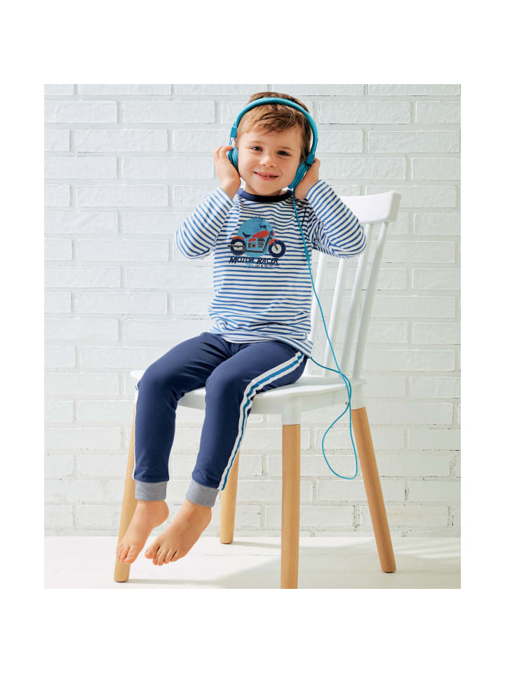 Erwin Müller Single-Jersey Kinder-Schlafanzug in blau günstig kaufen