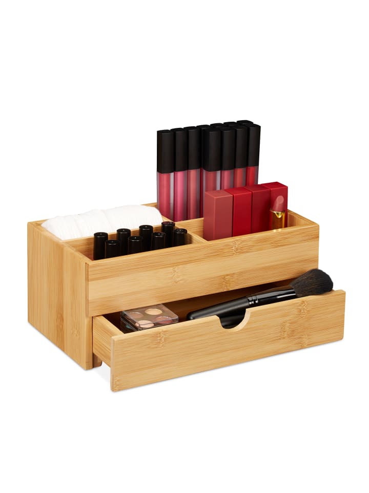 relaxdays Kosmetik Organizer 4 Fächer in Natur günstig kaufen onesize