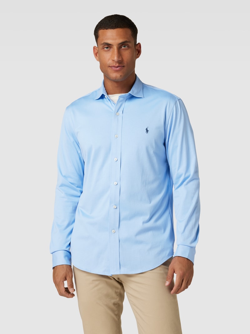 Regular Fit Freizeithemd mit Haifischkragen in hellblau