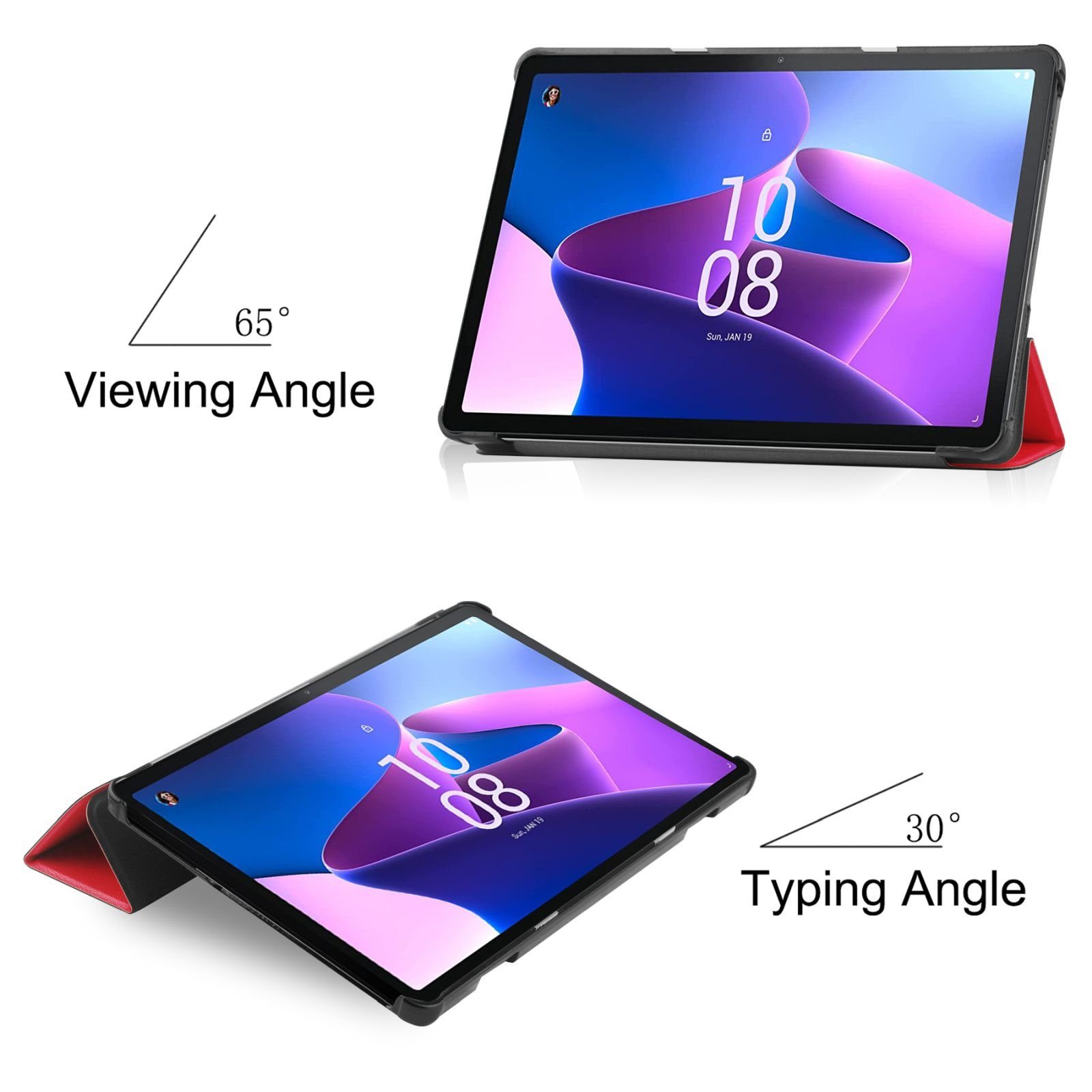 Lobwerk Tablet-Hülle Schutzhülle für Lenovo M10 3rd Gen 2022 10.1 Zoll, Wake & Sleep Funktion, Sturzdämpfung, Aufstellfunktion