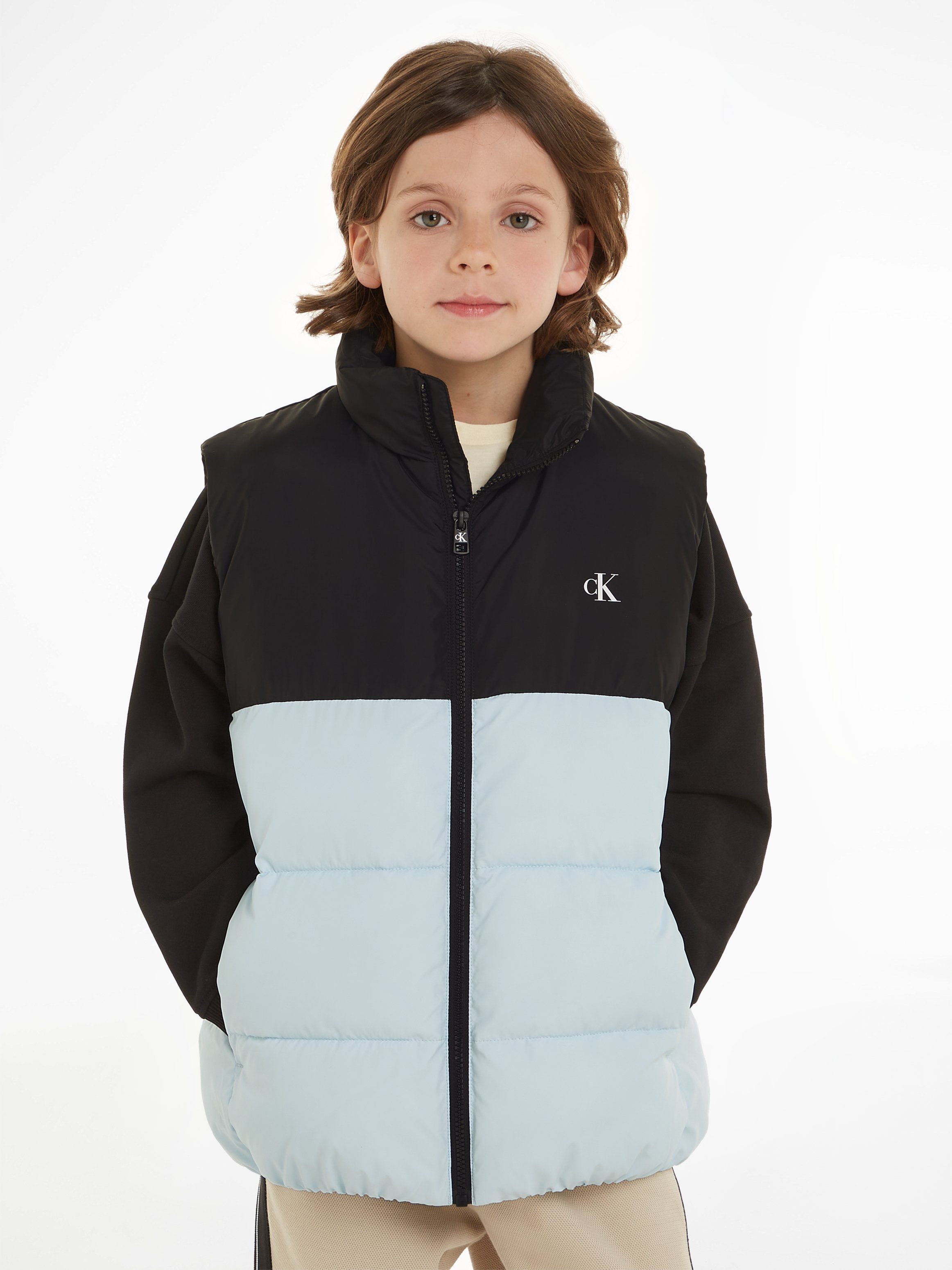 Calvin Klein Jeans Steppweste NYLON COLOR BLOCK PUFFER VEST mit Logodruck