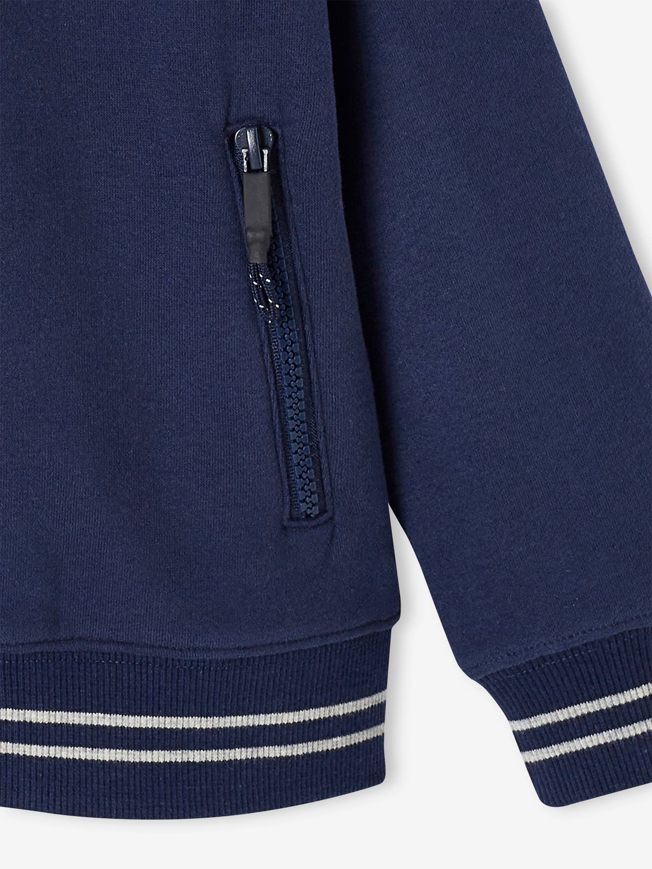 Sweat zippé à capuche sport garçon. gris chiné
