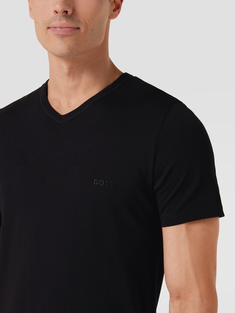T-Shirt mit V-Ausschnitt im 3er-Pack Modell 'Classic' in schwarz