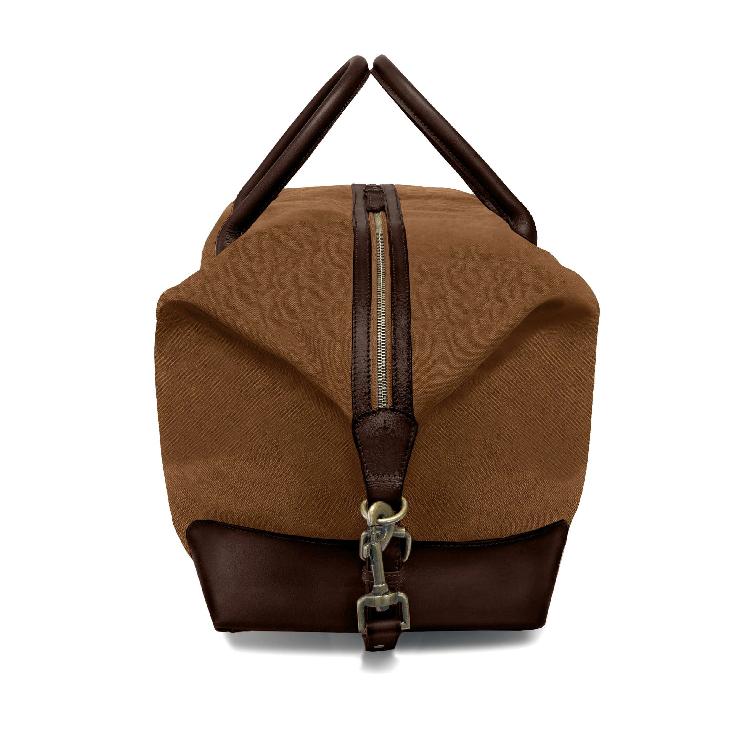 DRAKENSBERG Reisetasche Weekender David (L) Umbra-Braun, Herren, Damen, im Vintage-Design, Canvas und Büffelleder, handgemacht