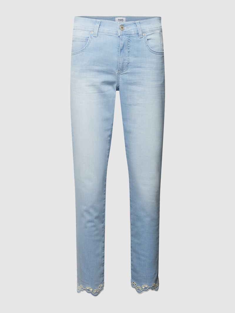 Jeans mit Lochstickerei Modell 'ORNELLA' in hellblau