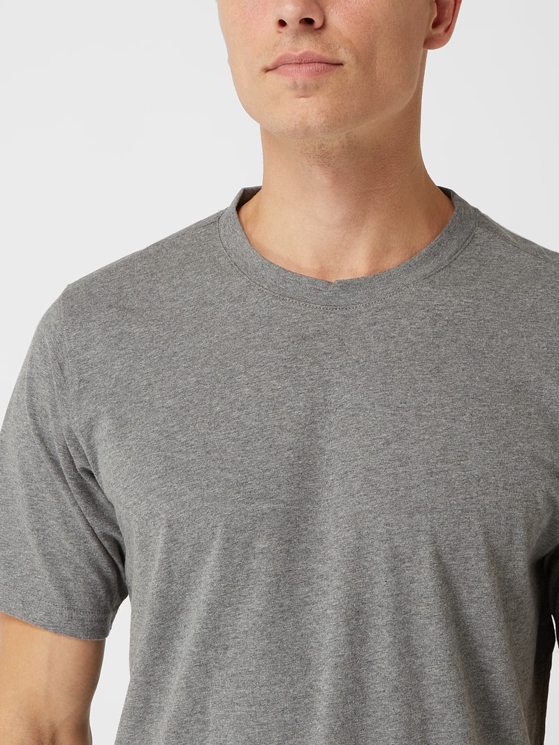T-Shirt mit Rundhalsausschnitt im 3er-Pack in mittelgrau meliert