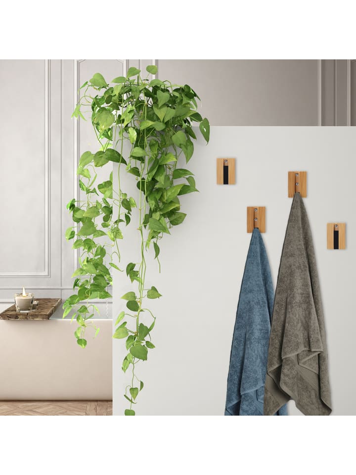relaxdays 4 x Garderobenhaken in Natur/ Schwarz - (B)5 x (H)7 x (T)5 cm günstig kaufen onesize