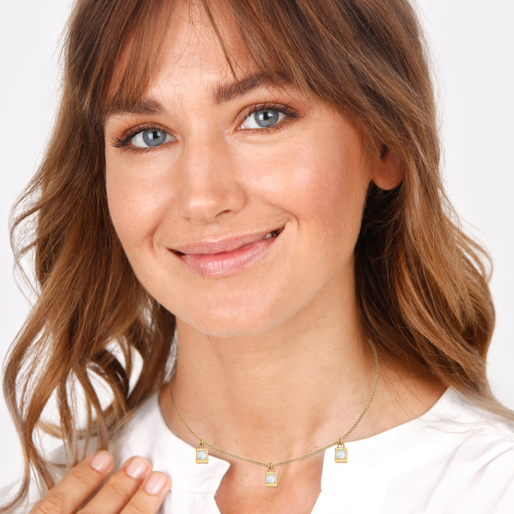 Elli PREMIUM Elli PREMIUM Collier Élégant Basic Choker avec Pierre de Lune Collier Femme - (92 collier